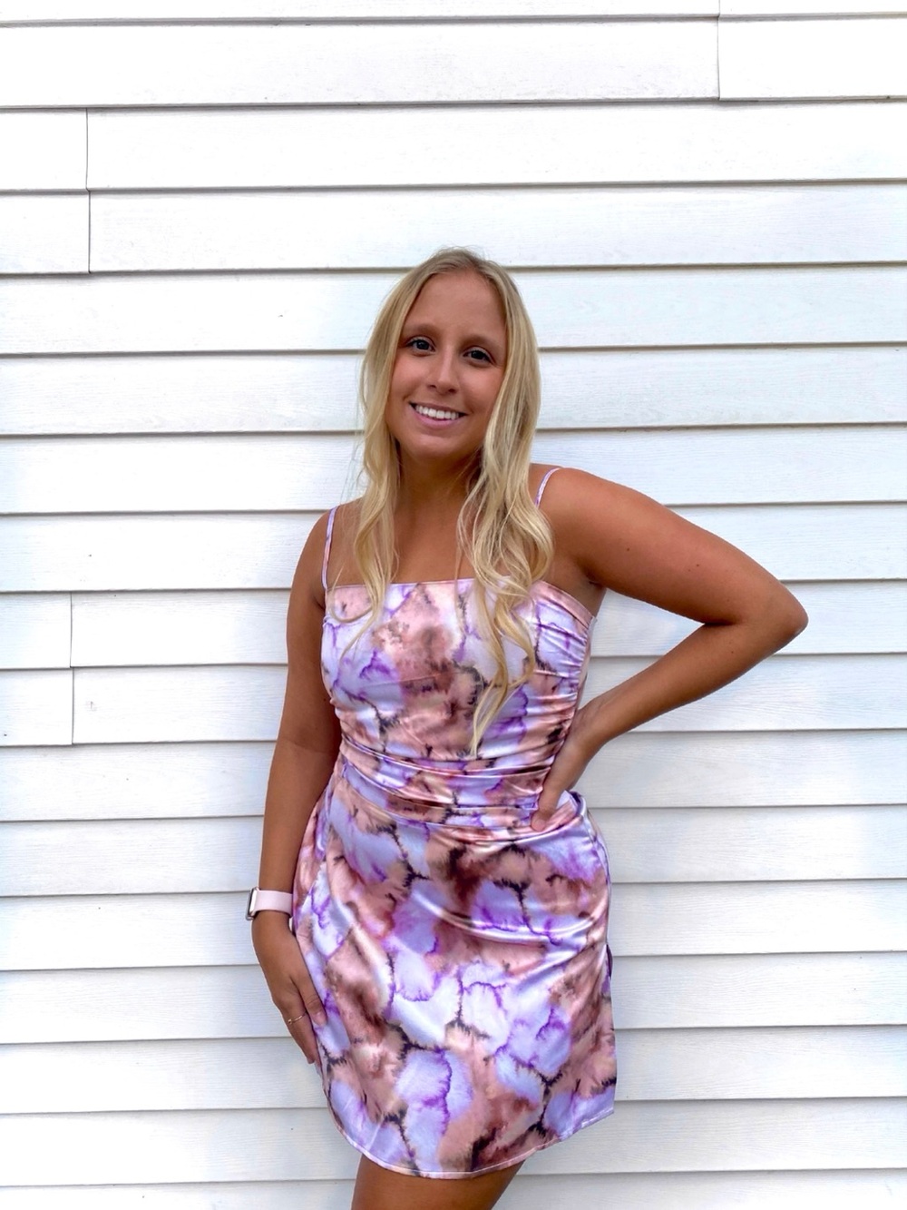 DYNAMITE -  Lilac and Blush Satin Matching Skirt & Top